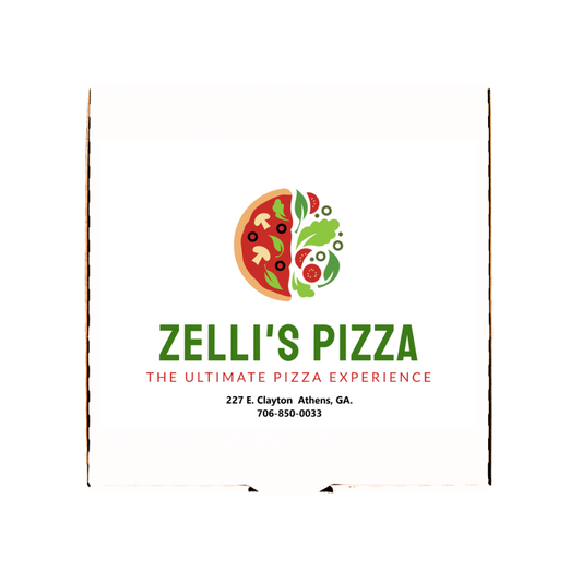 White Pizza Boxes with Custom Logo printed on top