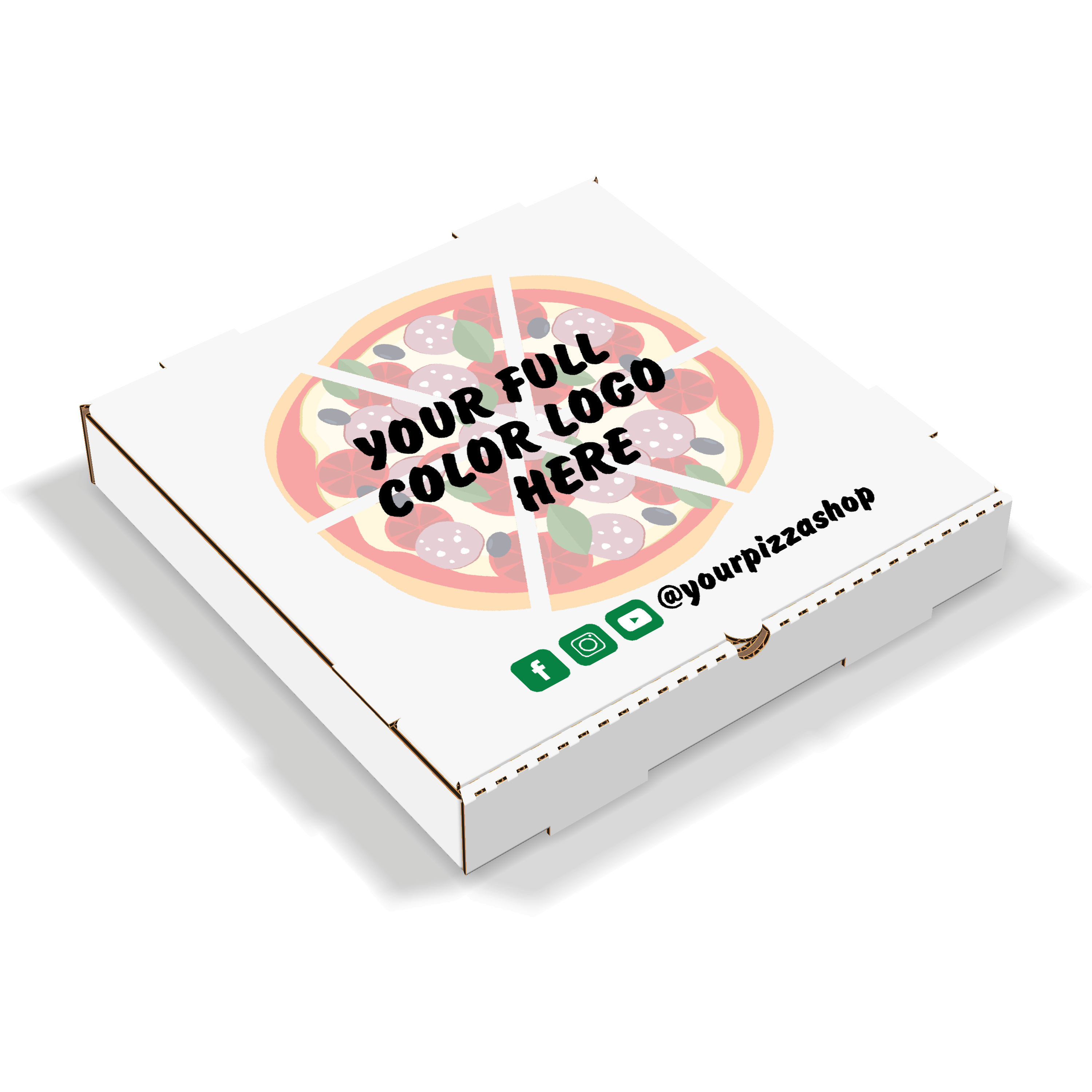 Custom Logo Printed on Top White Pizza Boxes 50pcs Corrugated Take Out Cardboard Delivery Pizza Boxes