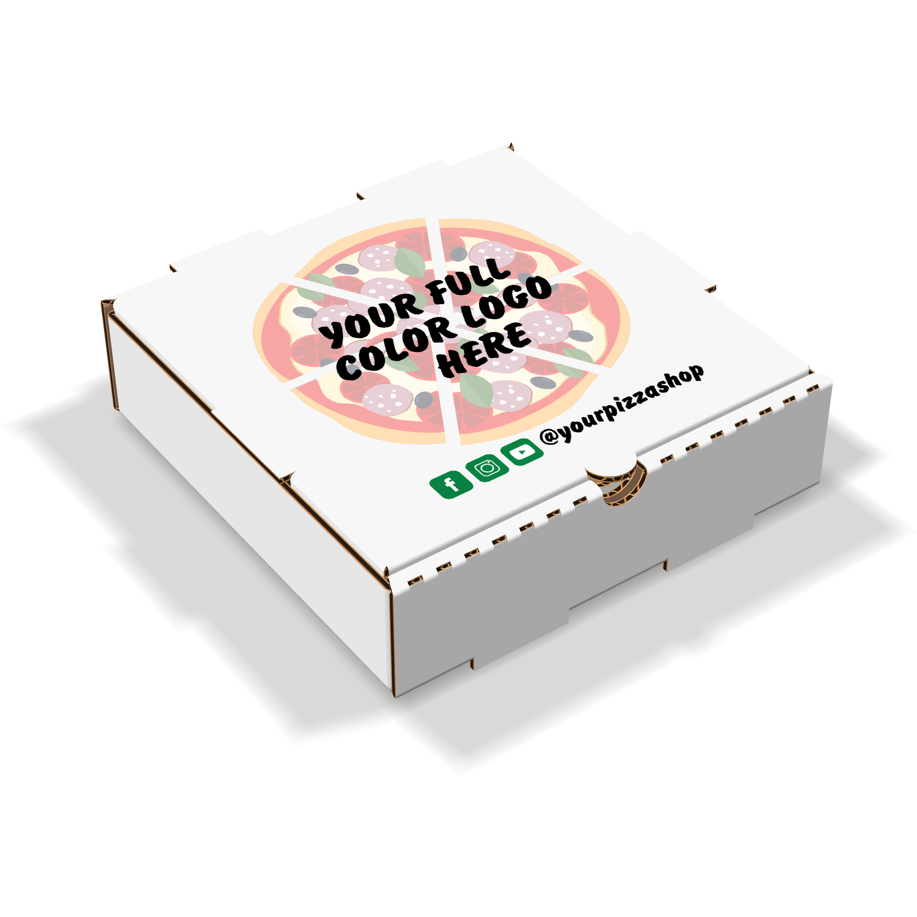 Custom Logo Printed on Top White Pizza Boxes - 25 Pcs Corrugated Take Out Cardboard Delivery Pizza Boxes
