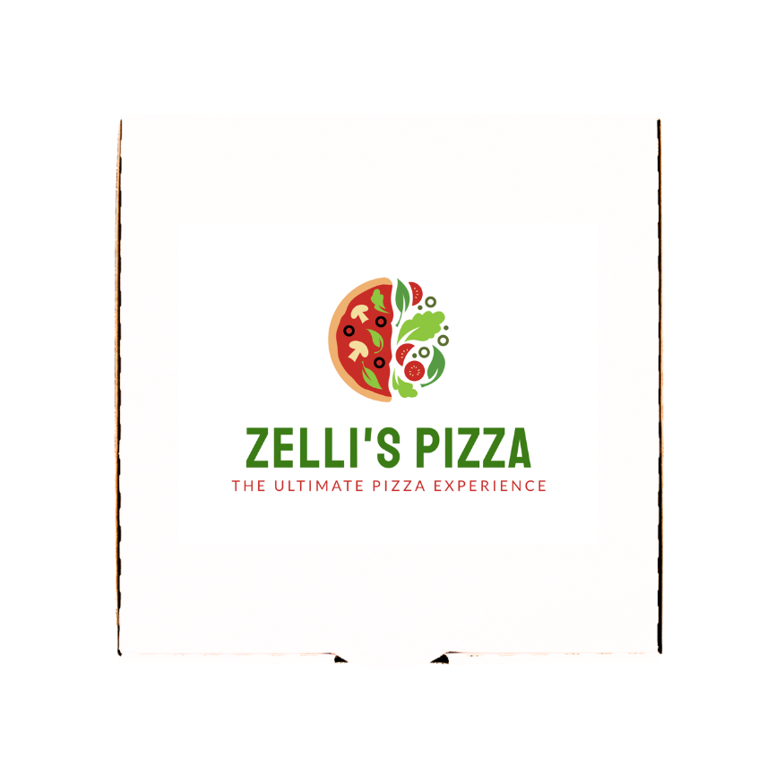 White Pizza Boxes with Custom Logo printed on top