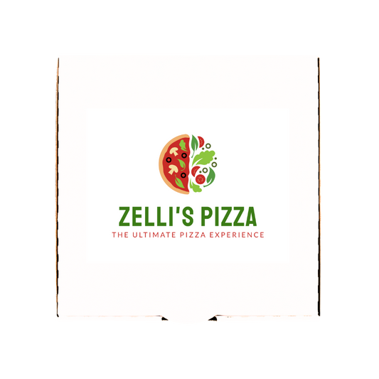 White Pizza Boxes with Custom Logo printed on top